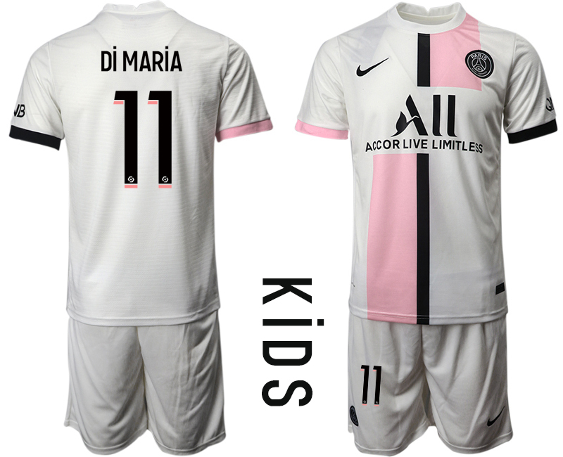 Youth 2021-2022 Club Paris St German away white #11 Soccer Jersey